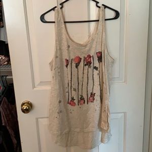 Cream tank top with rose images